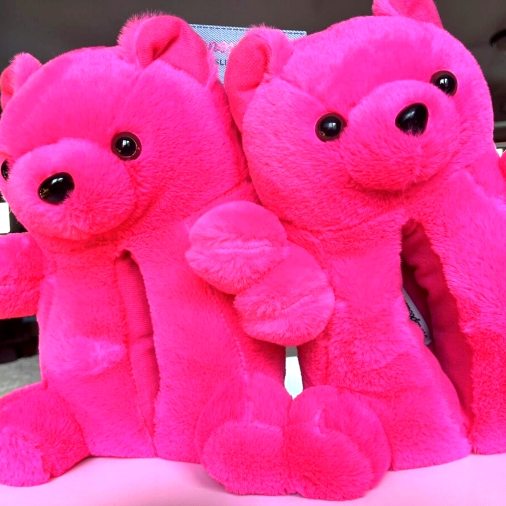 Fluffy Hot Pink Gummy Bear Slippers
